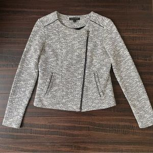Banana Republic Gray Tweed Moto Jacket Blazer